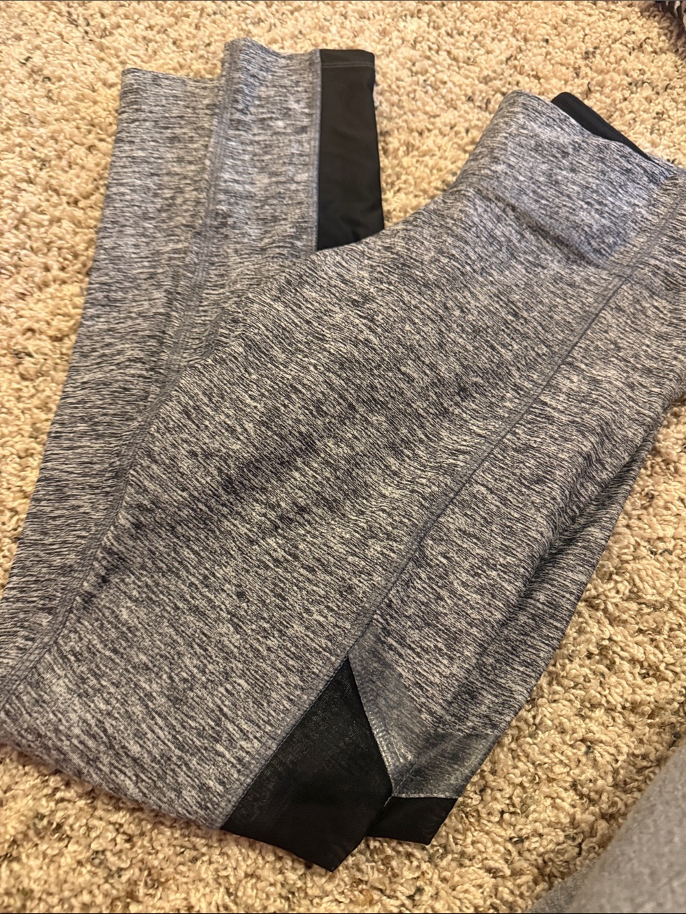 Gray Heather Women's Active Leggings with Black Mesh Accent